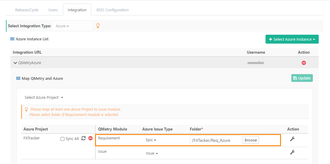 Select a folder for importing Azure Issue Types