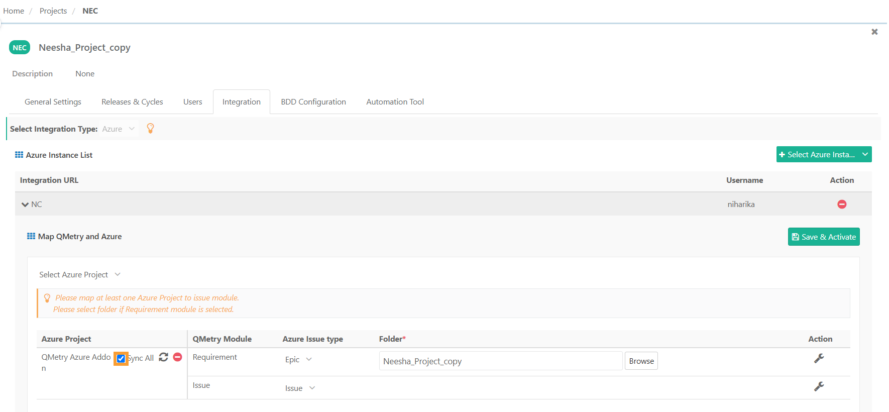 Map QMetry and Azure
