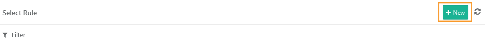 CI/CD rule selection screen showing option to create a new rule with “+ New” button highlighted.