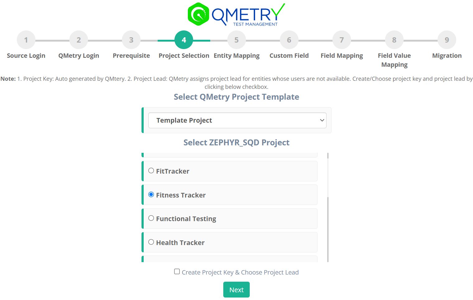 QPro_Migration_Project_Selection.png