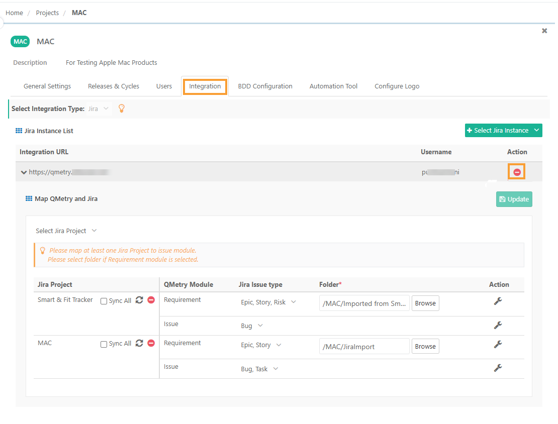 QMetry_Screenshot_Disabling_Azure_Integration2.png Select Integration Type modal