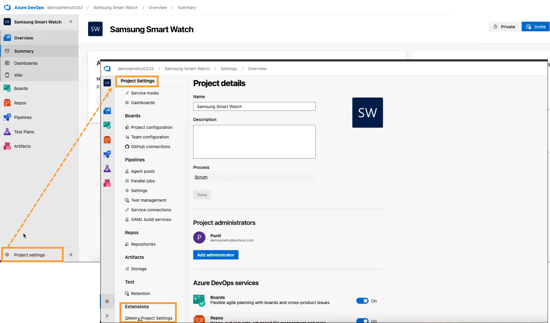 Azure DevOps Project Settings